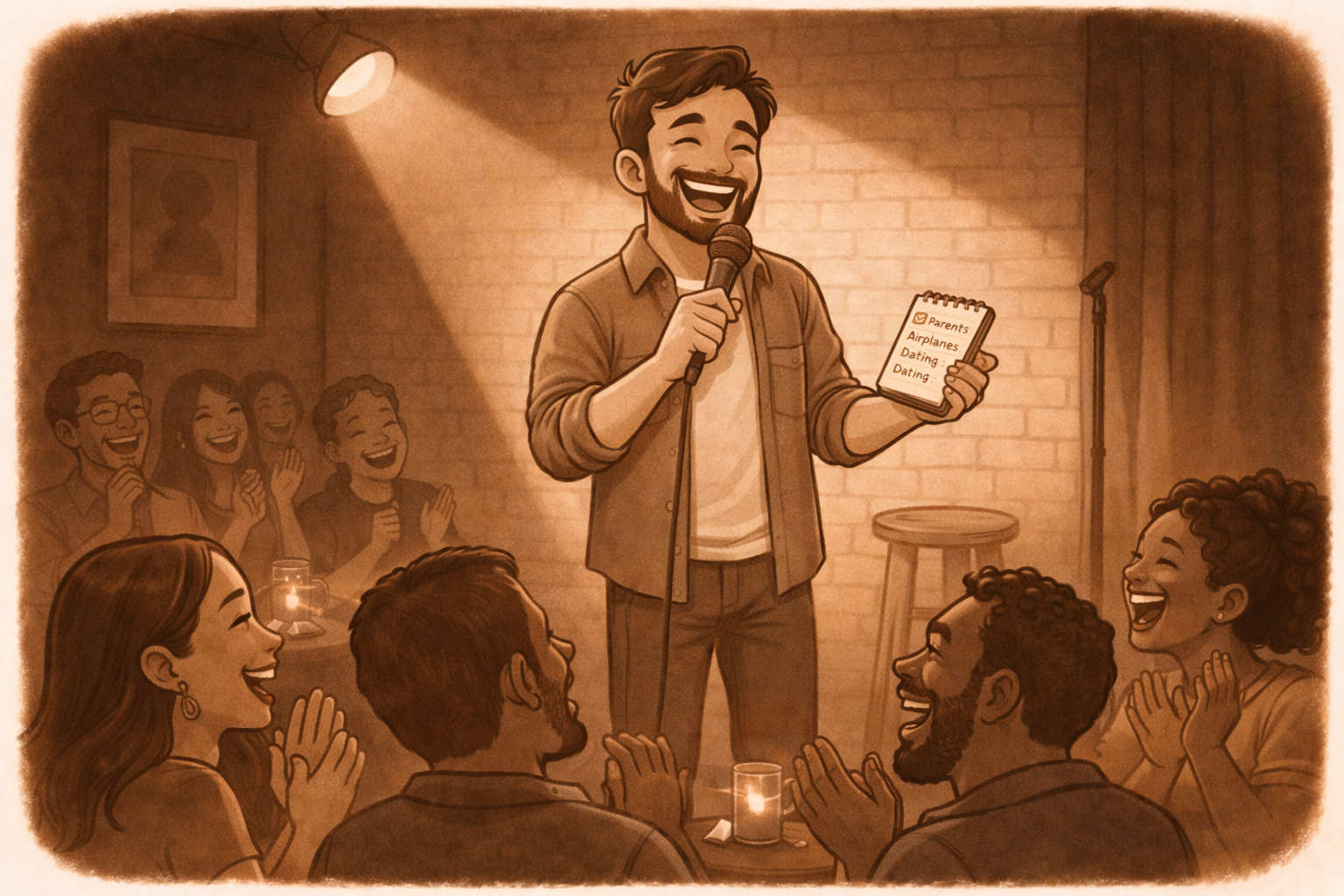 Finished comedy routine